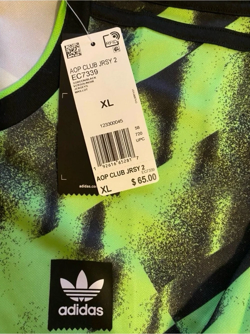 Adidas Neon Green and Black Graphic Long-Sleeve jersey For Mens